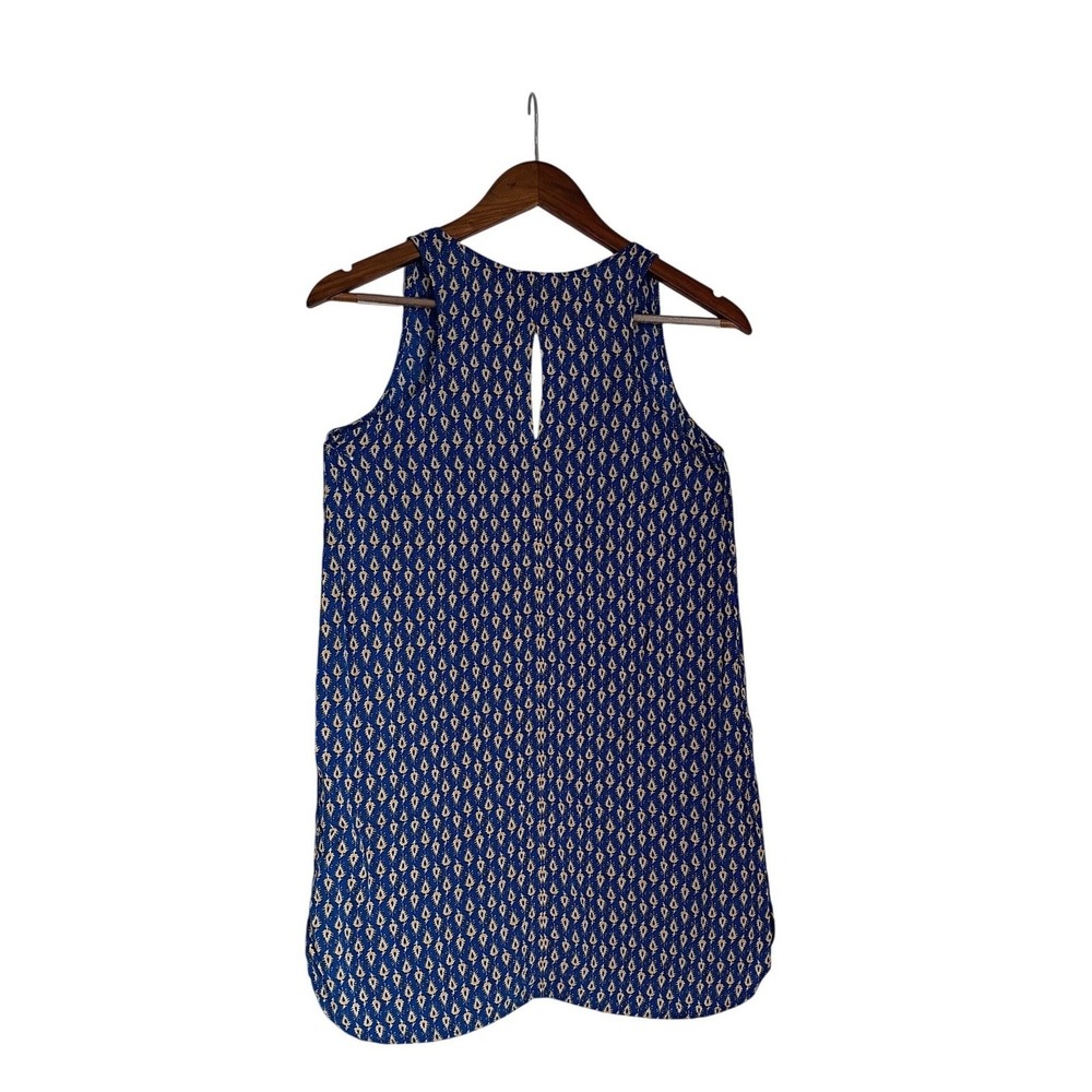 Maeve Anthropologie Blue Ikat Print Sleeveless Button Front Blouse S Boho‎ $78